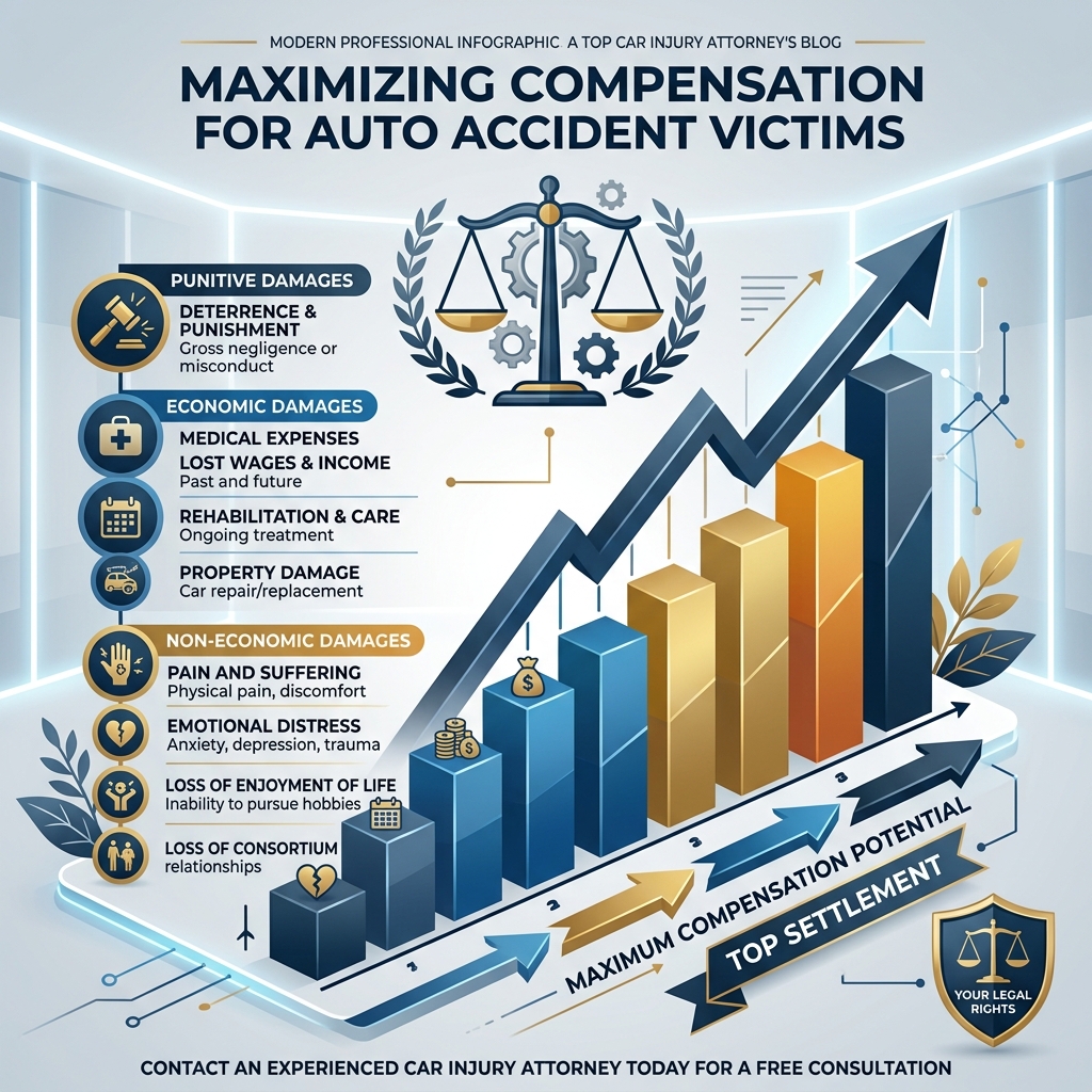 Chart illustrating the various types of financial compensation available in a car injury claim